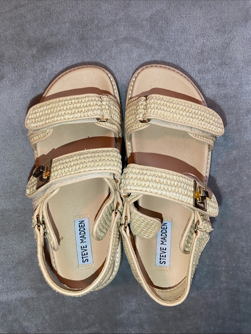 Steve Madden Woven Cream Strap Platform Sandals Size 8 Like New Condition